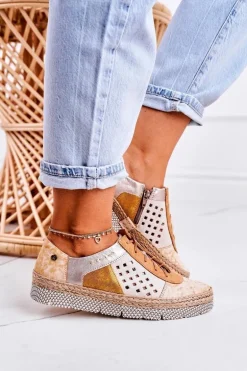 Damskie Skórzane Półbuty Maciejka Żółte 03339-44