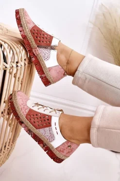 Damskie Skórzane Półbuty Maciejka Koralowe 03339-43