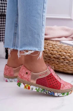 Damskie Skórzane Półbuty Maciejka Koralowe 03339-18