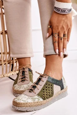 Damskie Skórzane Półbuty Maciejka Zielone 03339-09