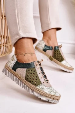 Damskie Skórzane Półbuty Maciejka Zielone 03339-09