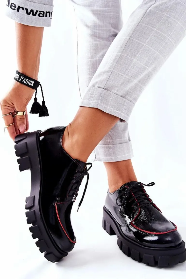 Damskie Skórzane Półbuty Maciejka Czarne 5074A-01