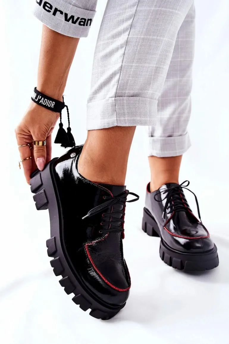 Damskie Skórzane Półbuty Maciejka Czarne 5074A-01