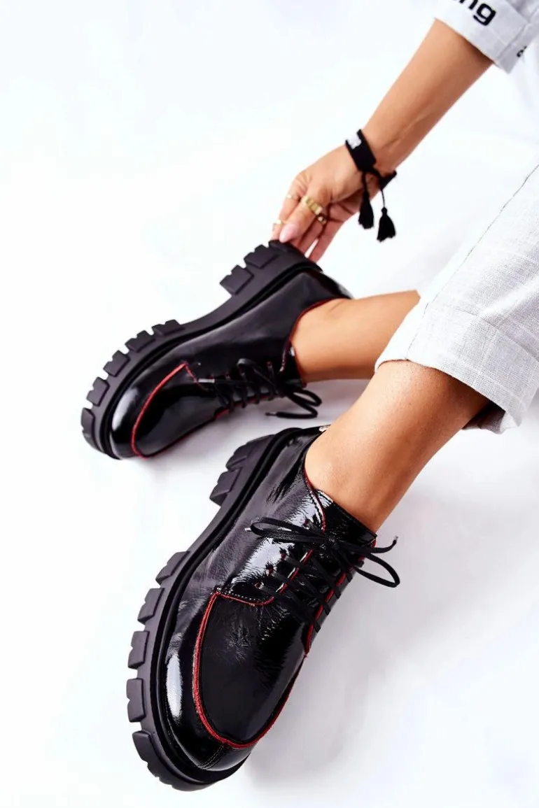 Damskie Skórzane Półbuty Maciejka Czarne 5074A-01