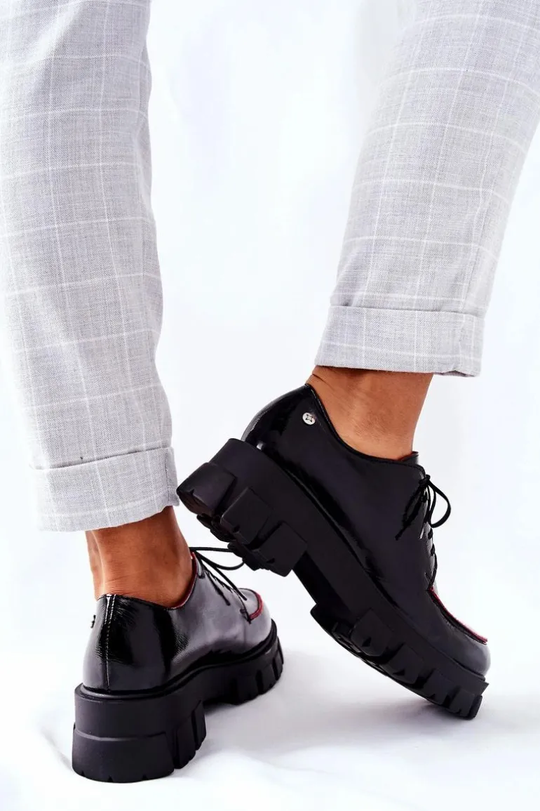 Damskie Skórzane Półbuty Maciejka Czarne 5074A-01