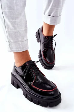 Damskie Skórzane Półbuty Maciejka Czarne 5074A-01