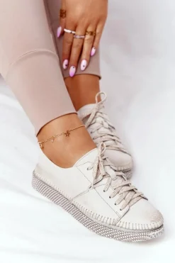 Damskie Skórzane Półbuty Maciejka 05054-25 Złote