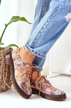 Damskie Skórzane Półbuty Oxfordy Maciejka 04087-46 Multikolor