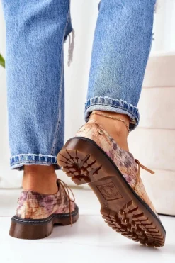 Damskie Skórzane Półbuty Oxfordy Maciejka 04087-46 Multikolor