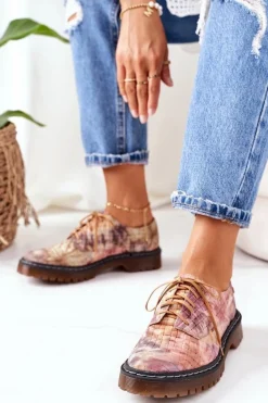 Damskie Skórzane Półbuty Oxfordy Maciejka 04087-46 Multikolor