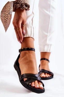 Damskie Skórzane Sandały Maciejka L4803-01 Czarne