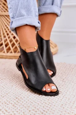 Damskie Skórzane Sandały Nicole 2622 Czarne