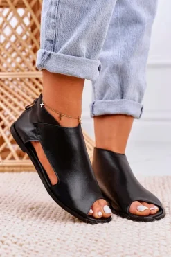 Damskie Skórzane Sandały Nicole 2622 Czarne