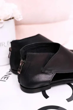 Damskie Skórzane Sandały Nicole 2622 Czarne