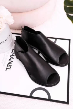 Damskie Skórzane Sandały Nicole 2622 Czarne