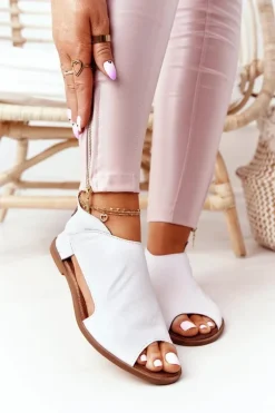 Damskie Skórzane Sandały Nicole 2622 Białe