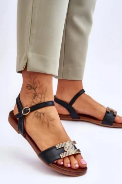 Damskie Skórzane Sandały S.Barski KV-5541-37 Czarne