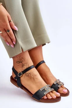 Damskie Skórzane Sandały S.Barski KV-5541-37 Czarne