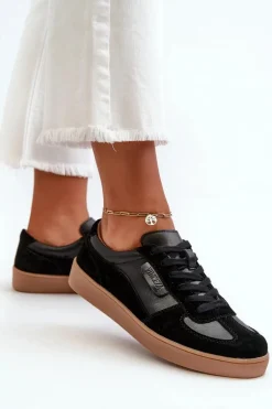 Damskie Skórzane Sneakersy Czarne Vinceza 7333