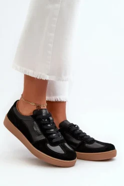 Damskie Skórzane Sneakersy Czarne Vinceza 7333