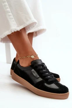 Damskie Skórzane Sneakersy Czarne Vinceza 7333