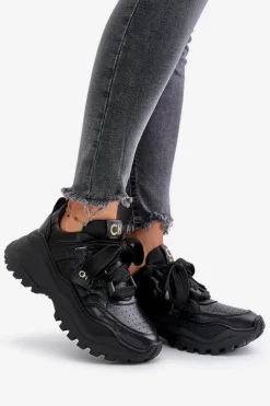 Damskie Skórzane Sneakersy Czarne CheBello 4583