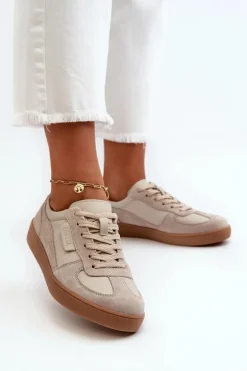 Damskie Skórzane Sneakersy Szare Vinceza 7333