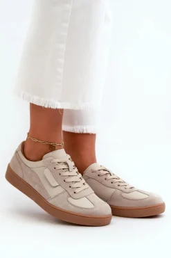 Damskie Skórzane Sneakersy Szare Vinceza 7333