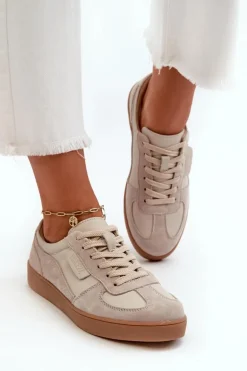 Damskie Skórzane Sneakersy Szare Vinceza 7333