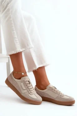 Damskie Skórzane Sneakersy Szare Vinceza 7333