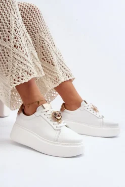 Damskie Skórzane Sneakersy CheBello 4411 Białe