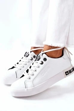 Damskie Skórzane Tenisówki BIG STAR II274031 Biało-Czarne