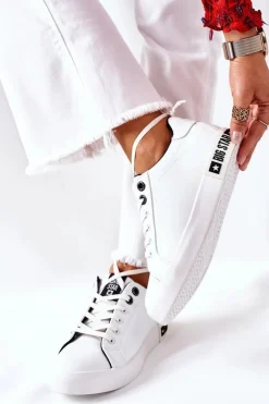 Damskie Skórzane Tenisówki BIG STAR II274031 Biało-Czarne