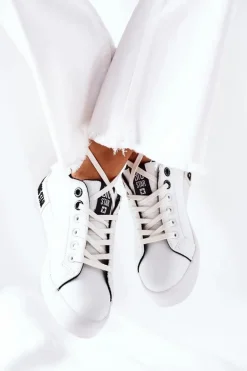 Damskie Skórzane Tenisówki BIG STAR II274031 Biało-Czarne