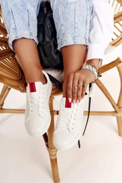 Damskie Skórzane Tenisówki Z Tasiemką BIG STAR DD274685 Białe