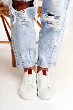 Damskie Skórzane Tenisówki Z Tasiemką BIG STAR DD274685 Białe