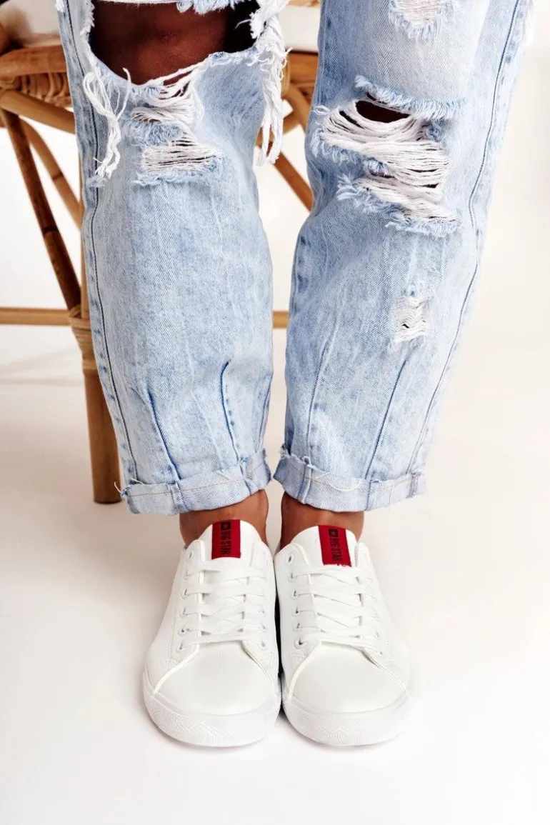 Damskie Skórzane Tenisówki Z Tasiemką BIG STAR DD274685 Białe