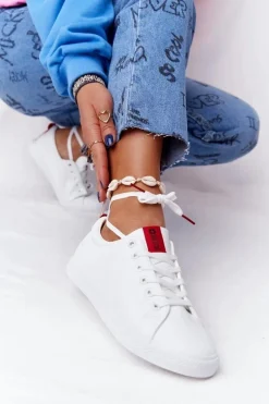 Damskie Skórzane Tenisówki Z Tasiemką BIG STAR DD274685 Białe