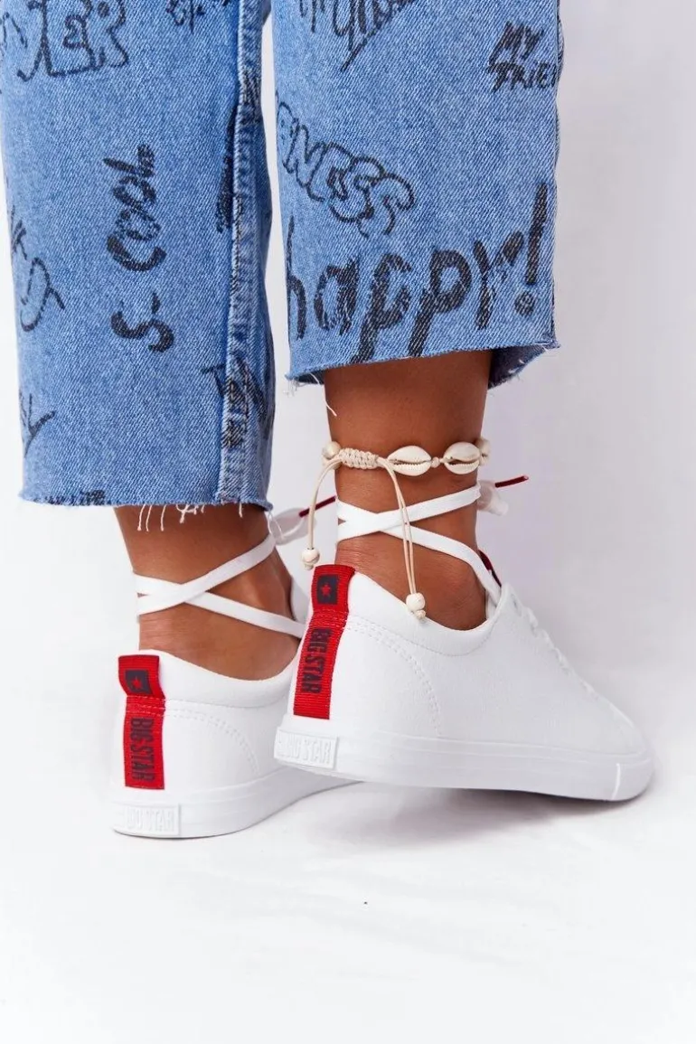 Damskie Skórzane Tenisówki Z Tasiemką BIG STAR DD274685 Białe