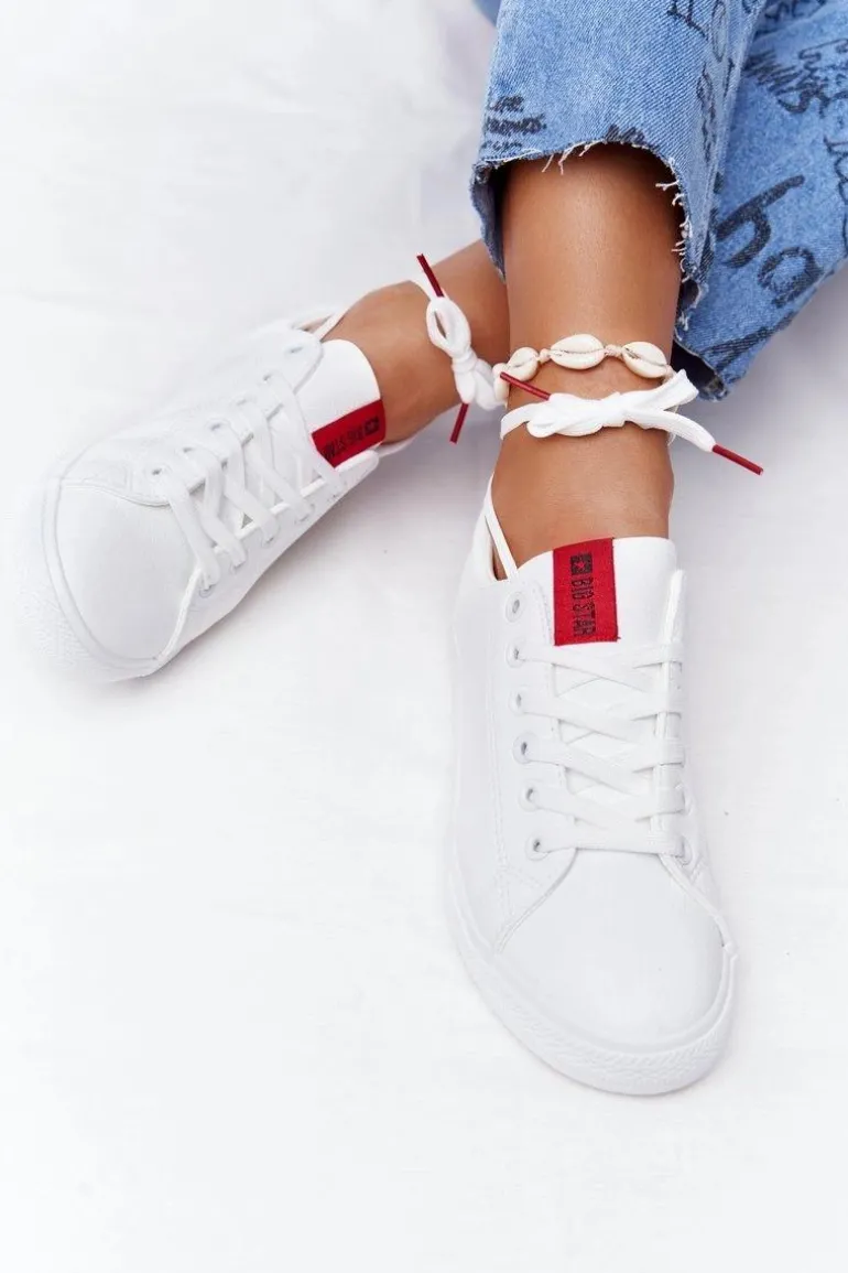 Damskie Skórzane Tenisówki Z Tasiemką BIG STAR DD274685 Białe