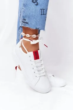 Damskie Skórzane Tenisówki Z Tasiemką BIG STAR DD274685 Białe