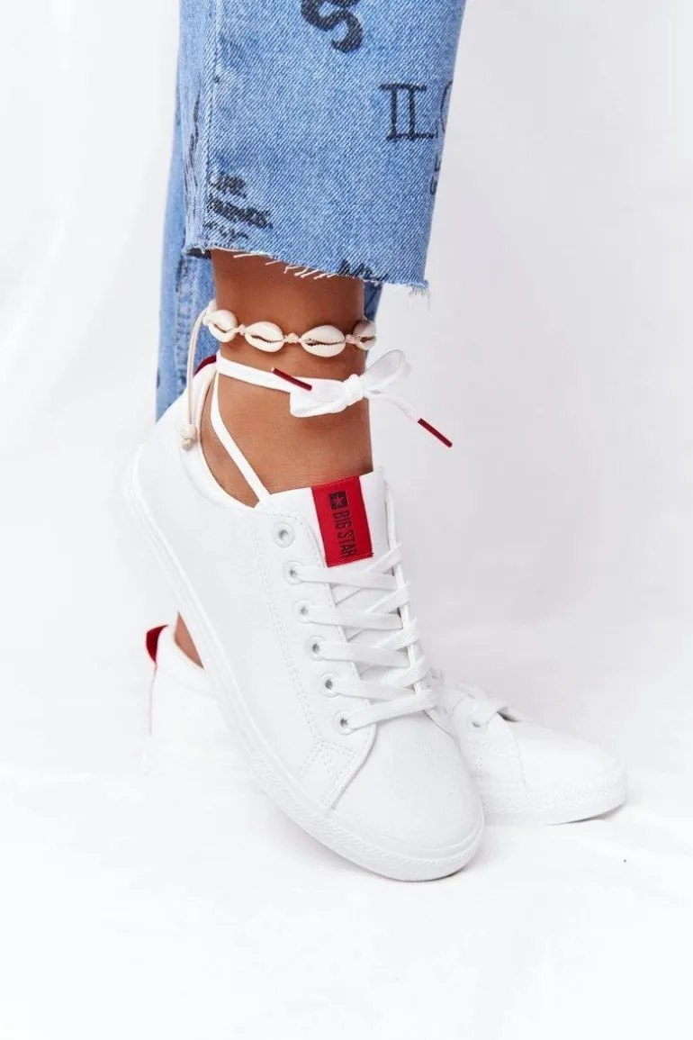 Damskie Skórzane Tenisówki Z Tasiemką BIG STAR DD274685 Białe