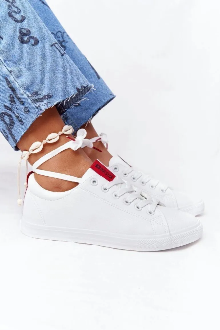 Damskie Skórzane Tenisówki Z Tasiemką BIG STAR DD274685 Białe
