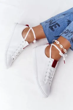 Damskie Skórzane Tenisówki Z Tasiemką BIG STAR DD274685 Białe
