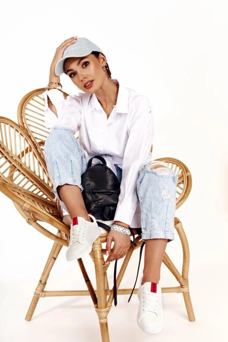 Damskie Skórzane Tenisówki Z Tasiemką BIG STAR DD274685 Białe