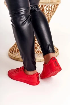 Damskie Skórzane Tenisówki Z Tasiemką BIG STAR DD274686 Czerwone