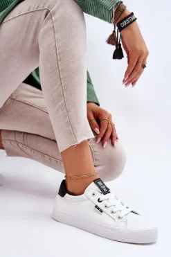 Damskie Skórzane Tenisówki Big Star EE274312 Biało-Czarne