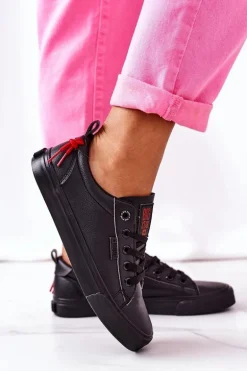 Damskie Skórzane Tenisówki BIG STAR GG274161 Czarne