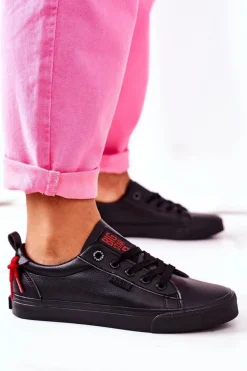 Damskie Skórzane Tenisówki BIG STAR GG274161 Czarne