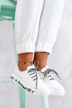 Damskie Skórzane Tenisówki Na Platformie Białe Marien